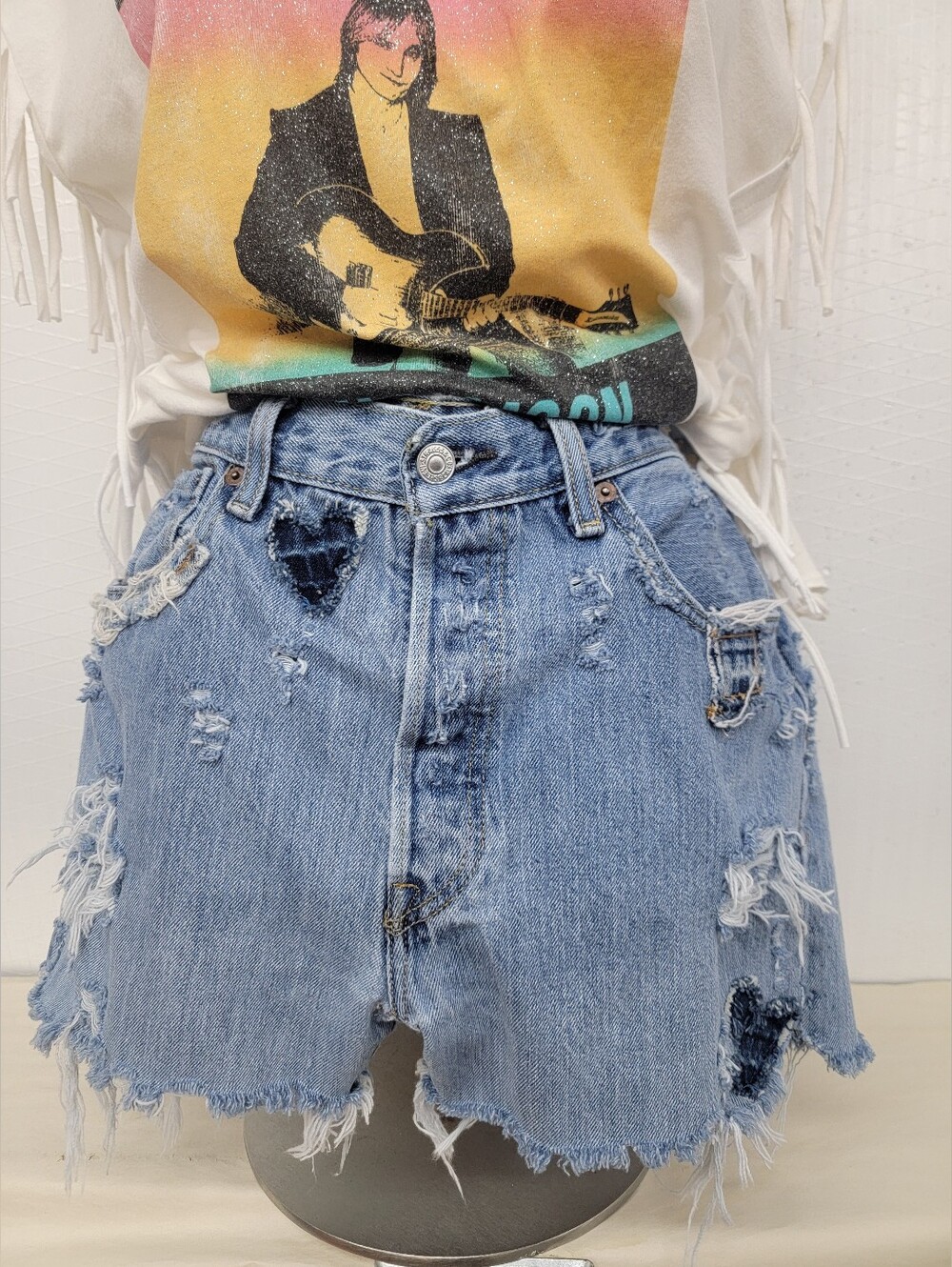 501 Levi's Button Fly Jean Shorts - Upcycled Boho Hippie